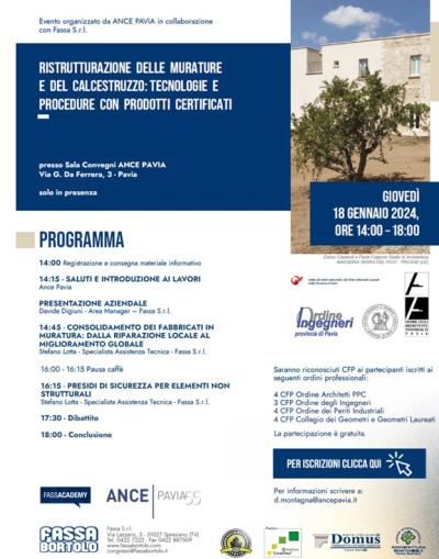 Ance Pavia - Fassa Bortolo, Seminario gratuito a Pavia - 18 gennaio 2024